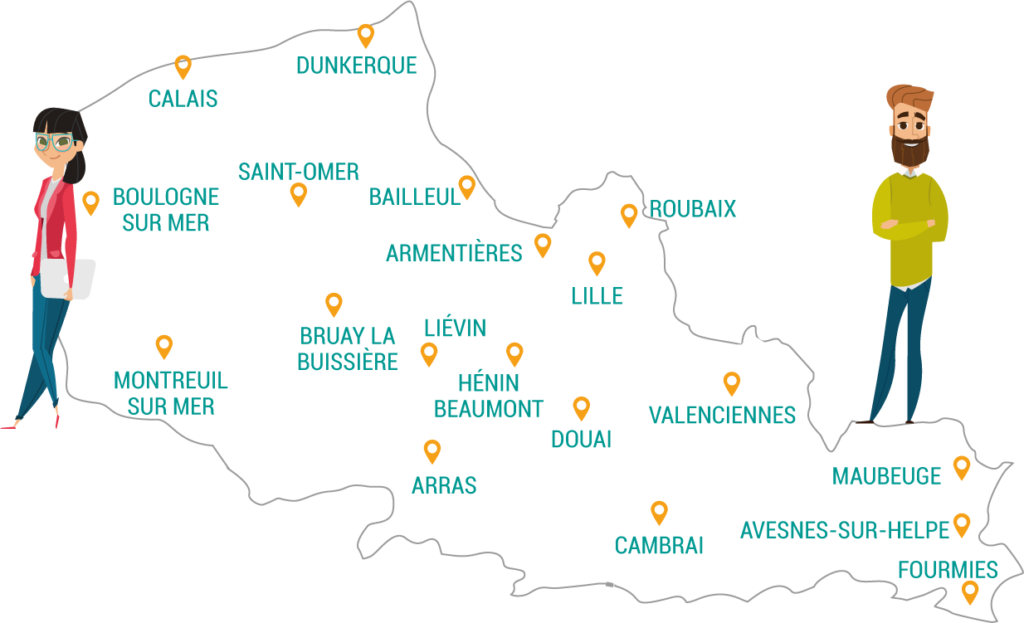 Carte des centres VAE de l'académie de Lille