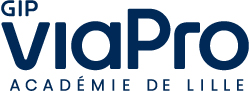 Logo officiel du GIP ViaPro en couleurs, illustrant le partenariat pour l’orientation professionnelle dans la région.